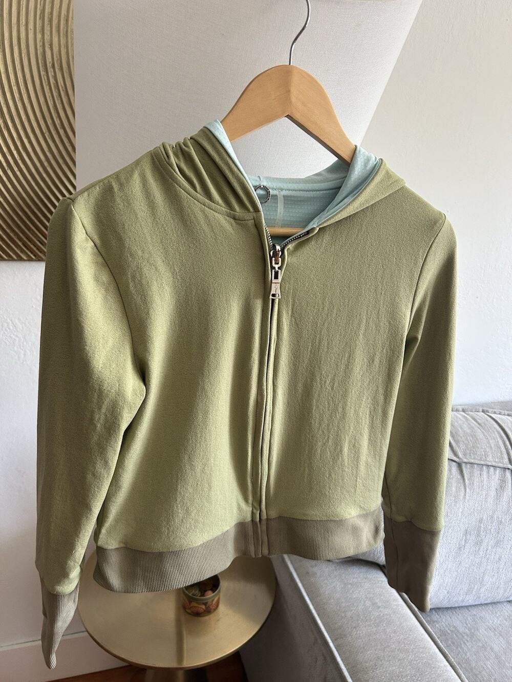 Anthropologie One Girl Who Green Hoddie S Reversible Stretch Gorpcore Yoga